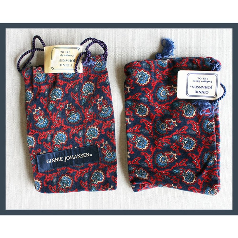 2 vintage paisley-colored drawstring cologne bags Ginnie Johansen